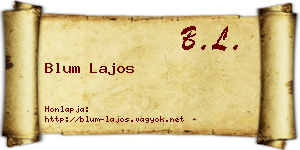 Blum Lajos névjegykártya